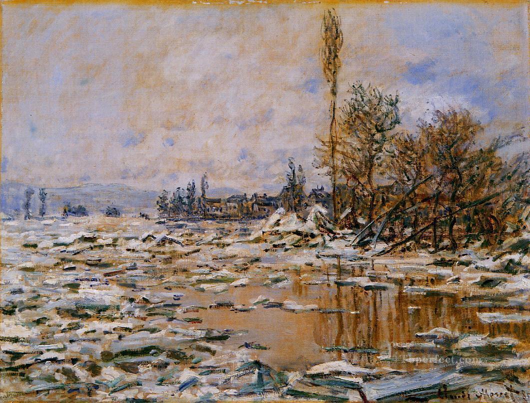 Breakup of Ice Grey Weather Claude Monet Oil Paintings